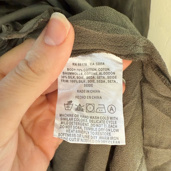 Anthropologie Go by Gosilk Dress Olive Green Silk Dress Size XL - Picture 3 of 7